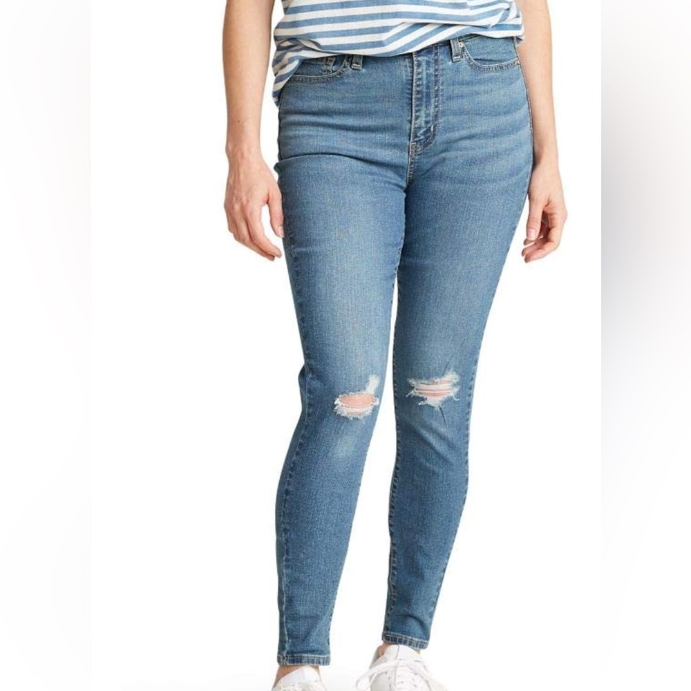 Levi’s women’s plus size 26 distressed super skinny high-rise jeans blue denim